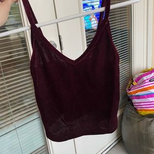 Maroon velvet crop top